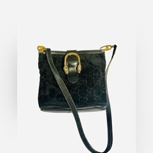 Gucci Rare Black Shoulder Bag with Gold Accent